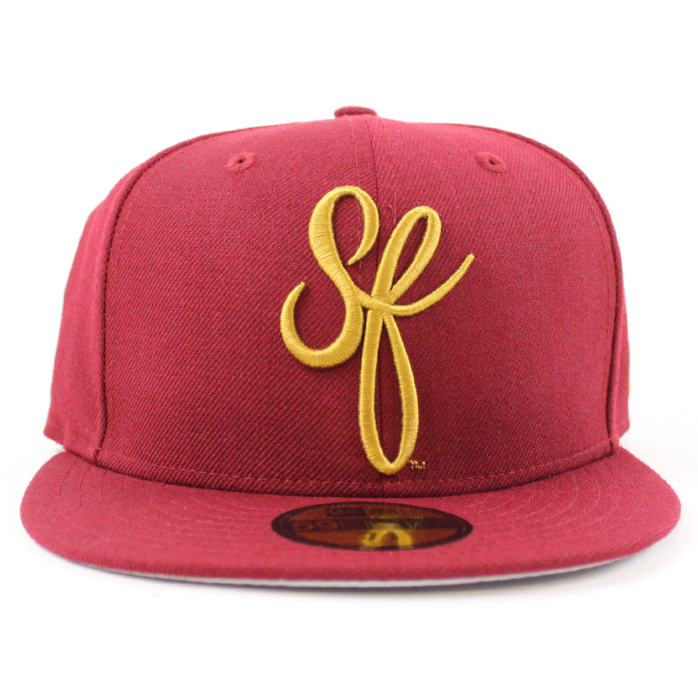 SF Script New Era 59fifty Fitted Hats (Gray Under Brim SF 49ers Colorway)