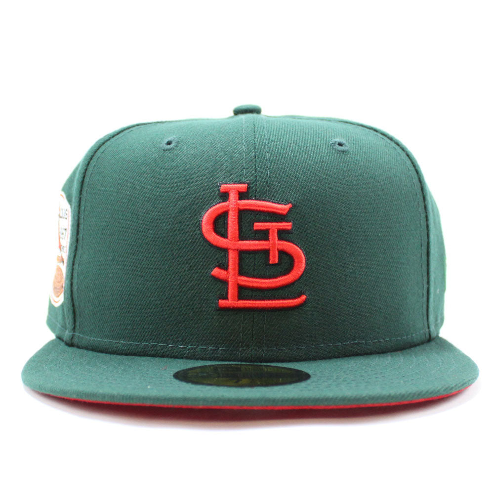 Navy Blue St. Louis Cardinals Red Visor Green Bottom 1942 World Series Side Patch 59FIFTY Day New Era 59FIFTY Fitted 73/8