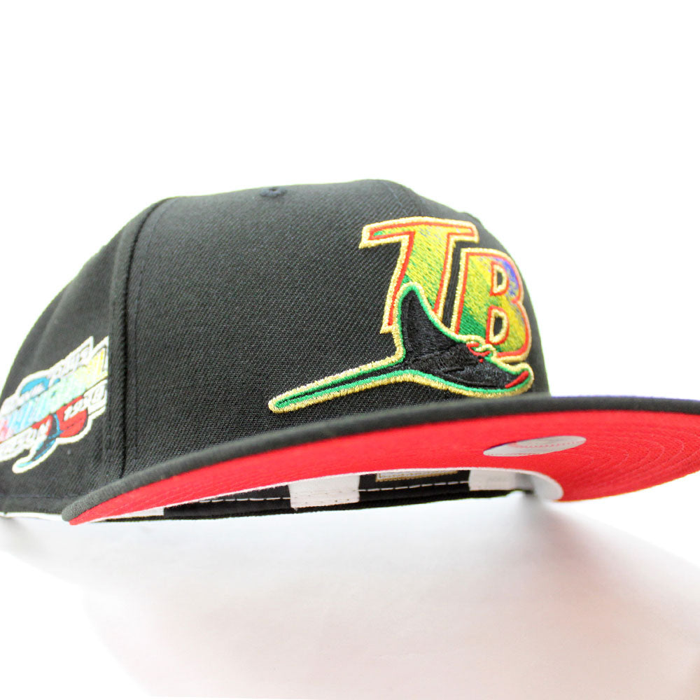 Tampa Bay Devil Rays 1998 Inaugural Season New Era 59Fifty Fitted Hat (GITD  Black Red Under Brim)