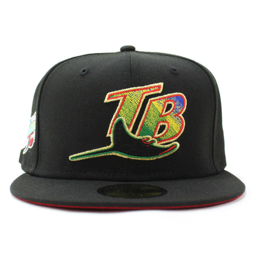 Tampa Bay Devil Rays 1998 Inaugural Season New Era 59Fifty Fitted Hat (GITD  Black Red Under Brim)