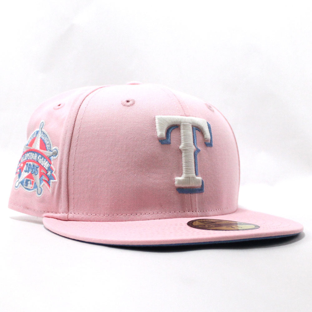 Men's Texas Rangers New Era Pink/Sky Blue 40th Anniversary Undervisor  59FIFTY Fitted Hat