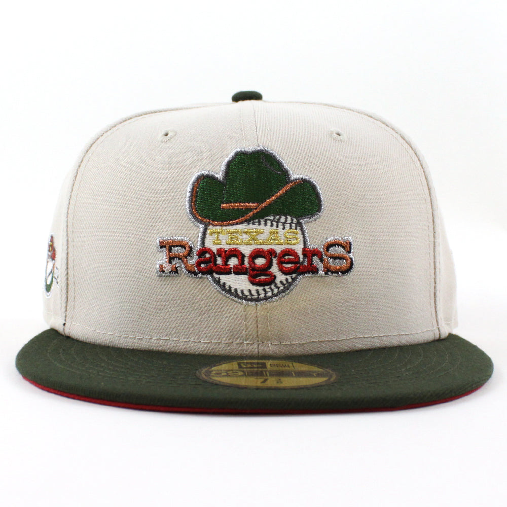 New Era 59 Fifty Texas Rangers Fitted Hat Size 7 1/2 Sky UV Arlington Patch