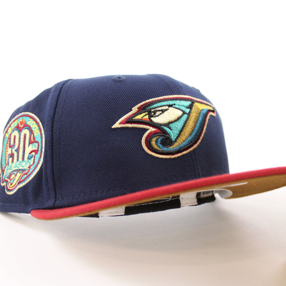 Toronto Blue Jays 30th Season New Era 59FIFTY Fitted Hat (oceanside Blue Pinot Red Toasted Peanut Under BRIM) 7 1/8
