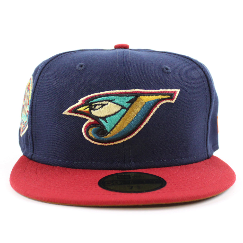 New Era 7 Toronto Blue Jays 59Fifty Red Fitted Hat 30th Anniversary Patch  2006