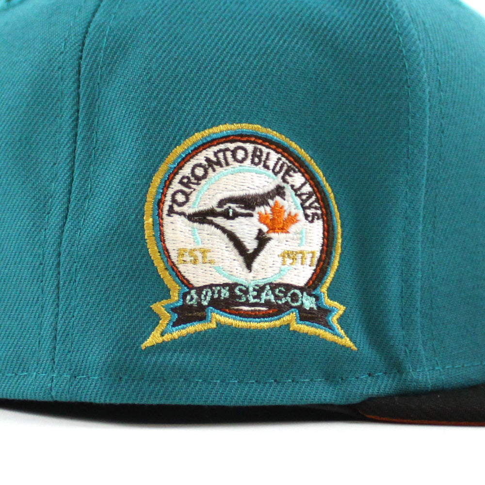 Toronto Blue Jays 40 Anniversary New Era 59FIFTY Fitted Hat (Aqua Black Fight Orange Under BRIM) 7 1/8