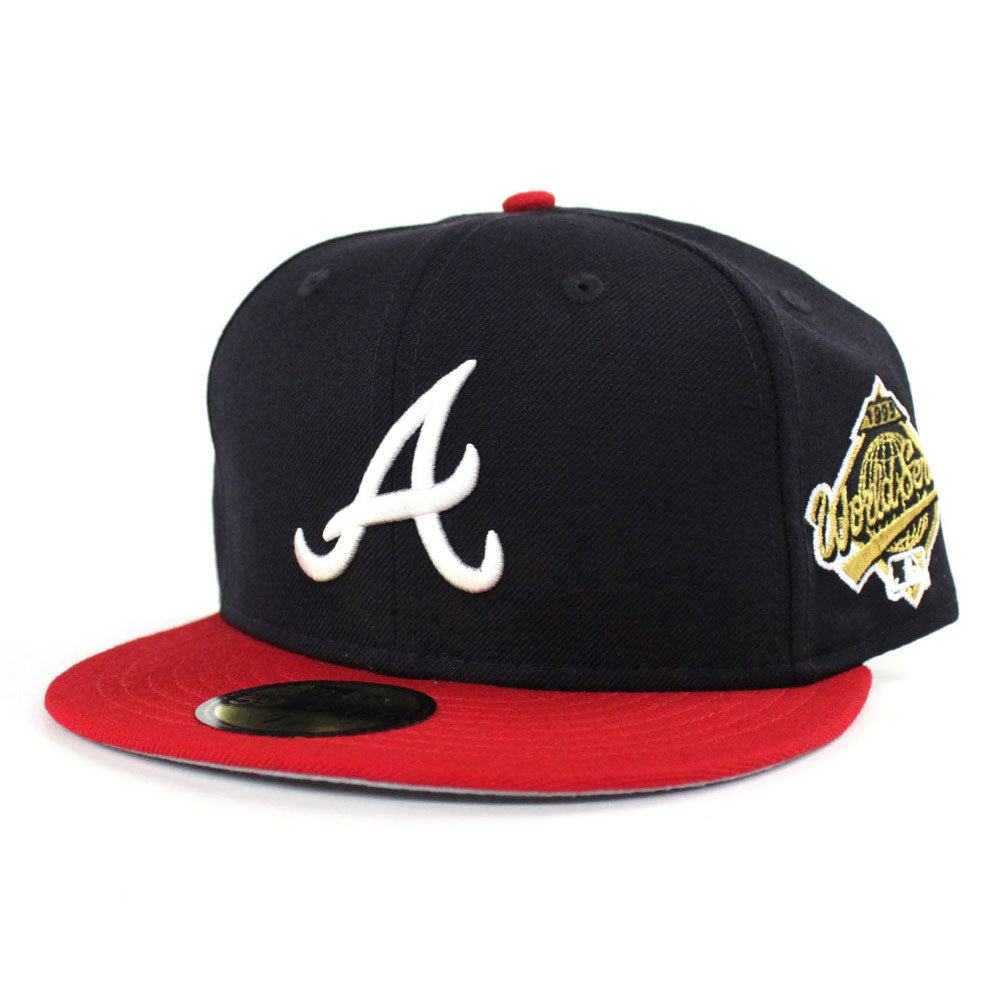 New Era Atlanta Braves 1995 WS Off White Retro 59FIFTY Fitted Hat Size 7  5/8 New