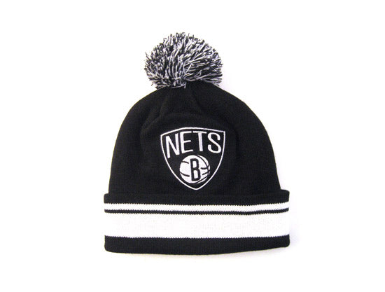 Brooklyn Nets Mitchell and Ness Pom Beanie (TEAM COLORS)