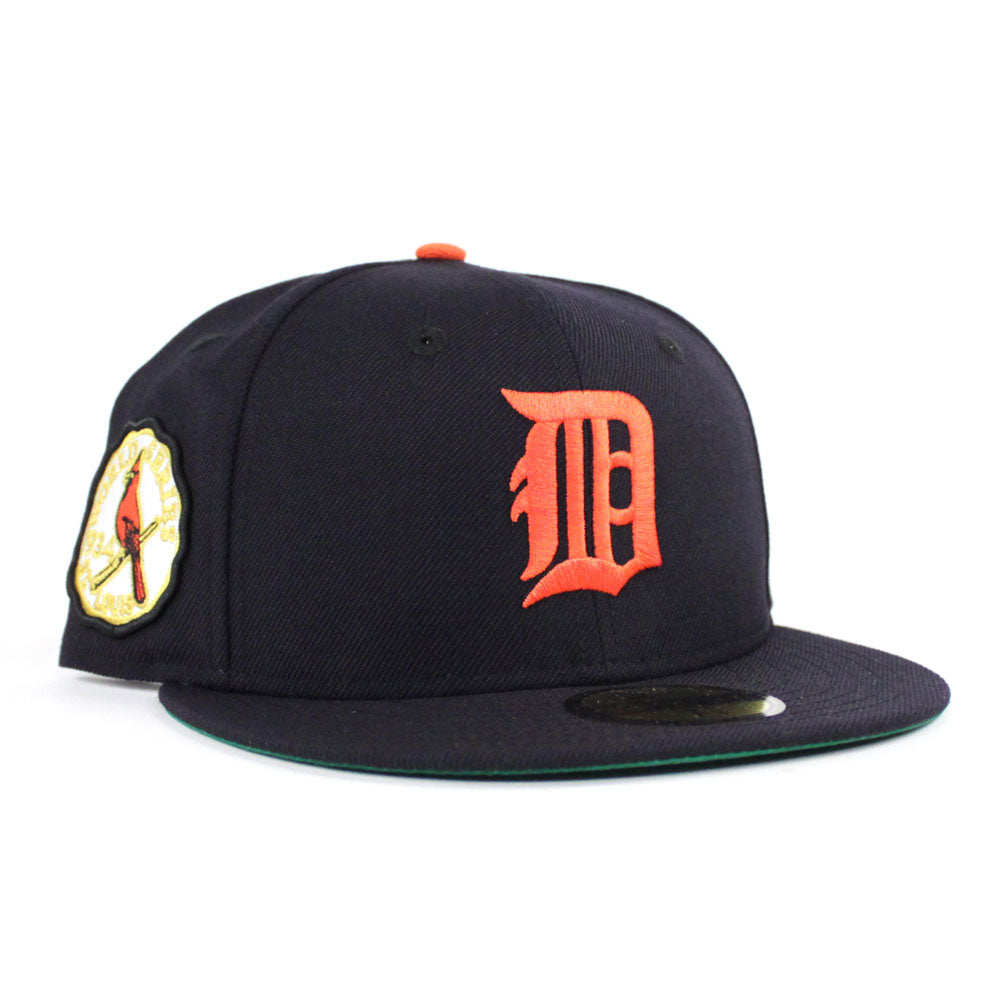 Detroit Tigers Hat Baseball Cap Fitted 7 1/2 New Era Vintage Blue Orange MLB  USA