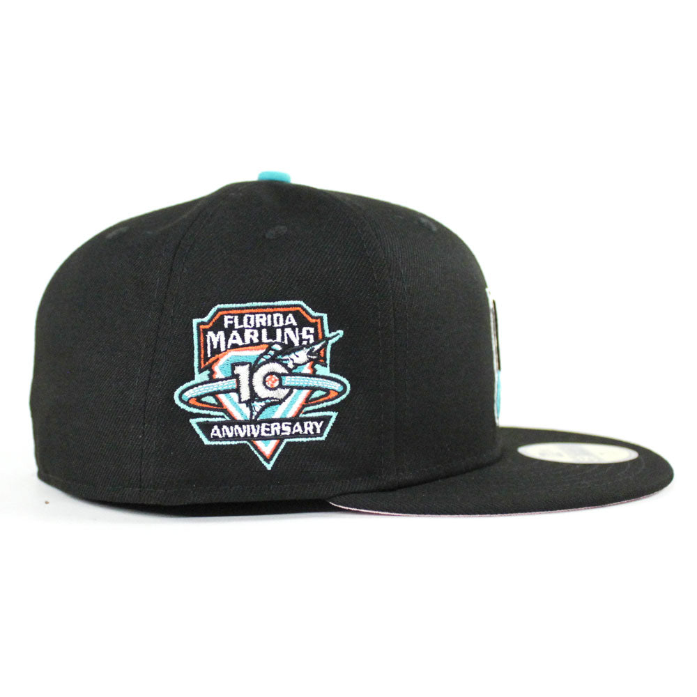 Florida Marlins 10 ANNIVERSARY Patch New Era 59Fifty Fitted Hat (Black ...