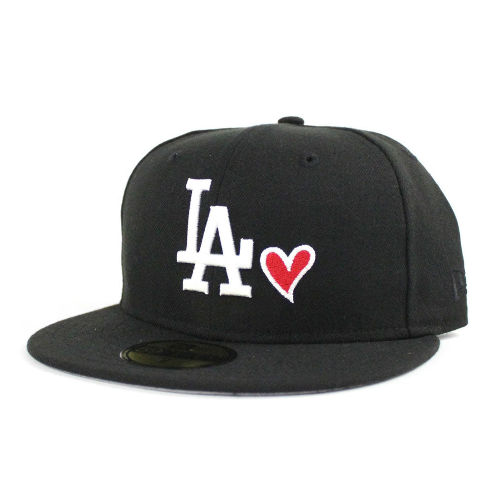 Love Los Angeles Dodgers New Era Fitted 59Fifty Hat (Black Gray Under Brim)