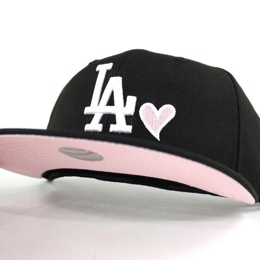 Love Los Angeles Dodgers New Era Fitted 59Fifty Hat (Black Pink Under Brim)