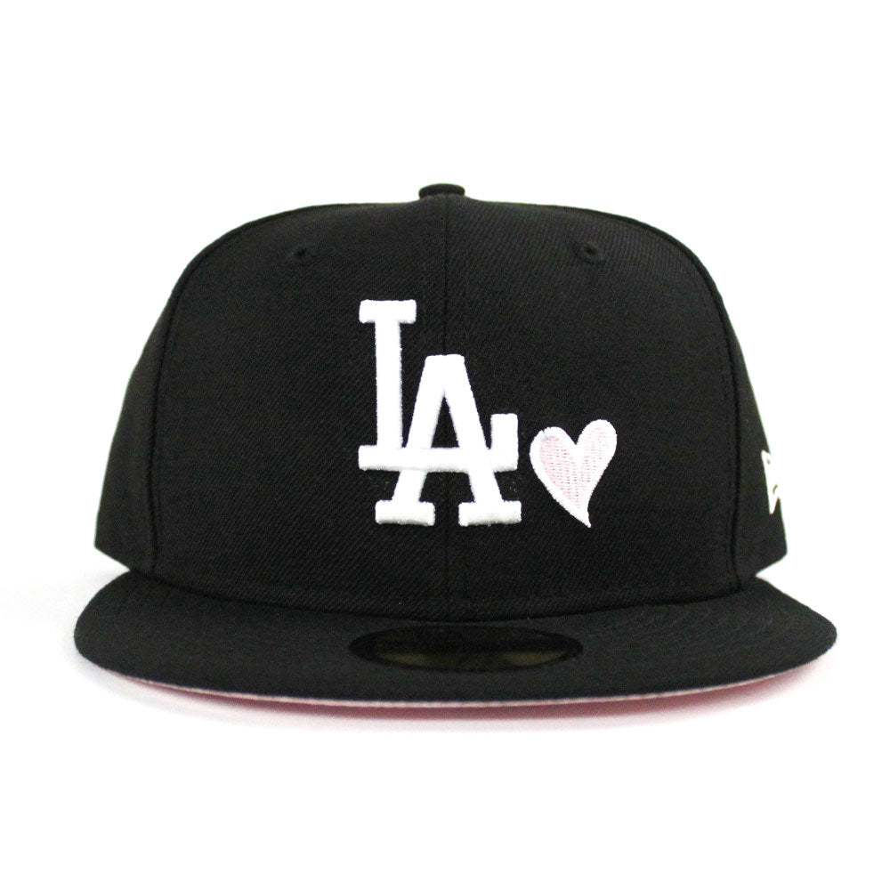 Love Los Angeles Dodgers New Era Fitted 59Fifty Hat (Black Pink Under Brim)  ‚Äì LA Pink Underbrim Fitteds ‚Äì Custom Dodgers 5950 Pink Bottom Caps –  ECAPCITY
