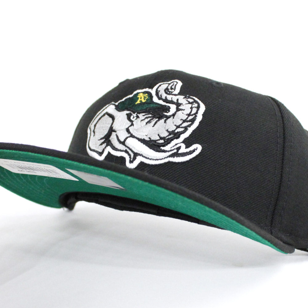 Modesto Athletics New Era 59FIFTY Fitted Hat (Kelly Green Gray Under Brim)  - Modesto A's Fitted Cap - OG Grey Bottom New Era Fitteds – ECAPCITY