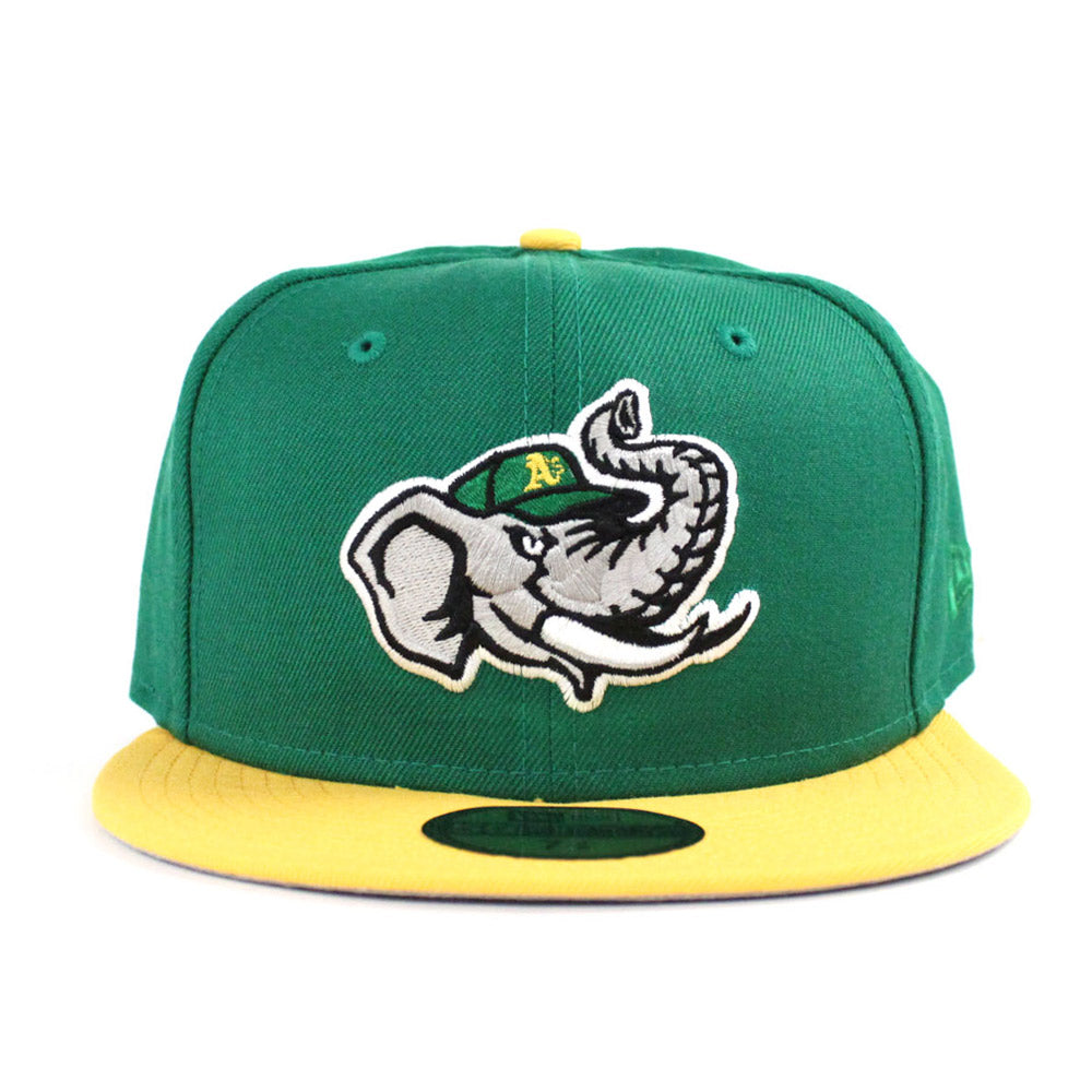 Modesto Athletics New Era 59FIFTY Fitted Hat (Kelly Green Gray Under Brim)  - Modesto A's Fitted Cap - OG Grey Bottom New Era Fitteds – ECAPCITY