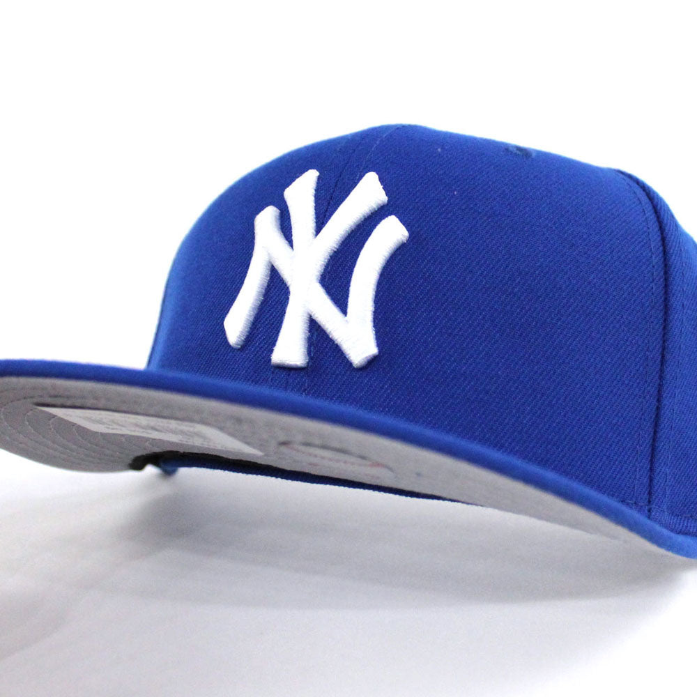 New York Yankees New Era 59Fifty Royal Blue Fitted Cap Hat GREY UV