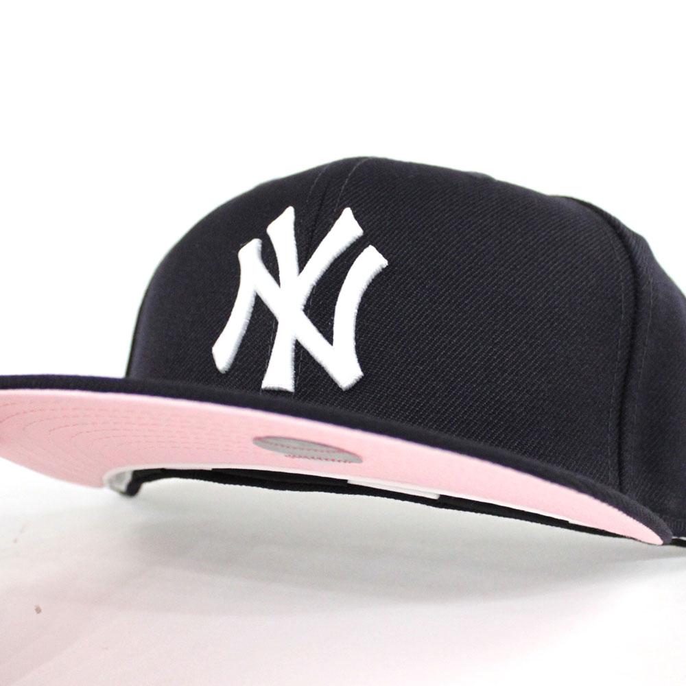 PINK BRIM GRAY PARTLY CLOUDY NEW YORK YANKEES CUSTOM FITTED CAP