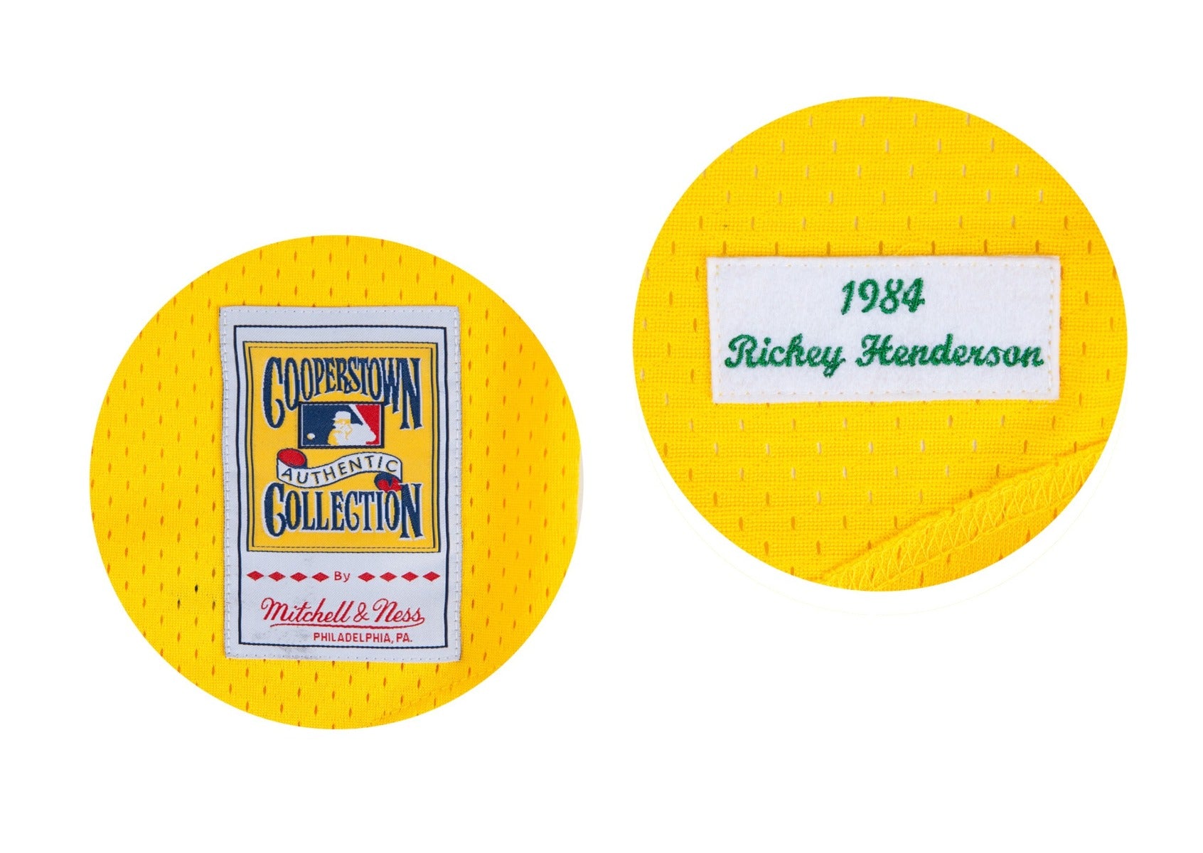 Men's Oakland Athletics MLB 1984 Rickey Henderson Jersey, Yellow / 3XL