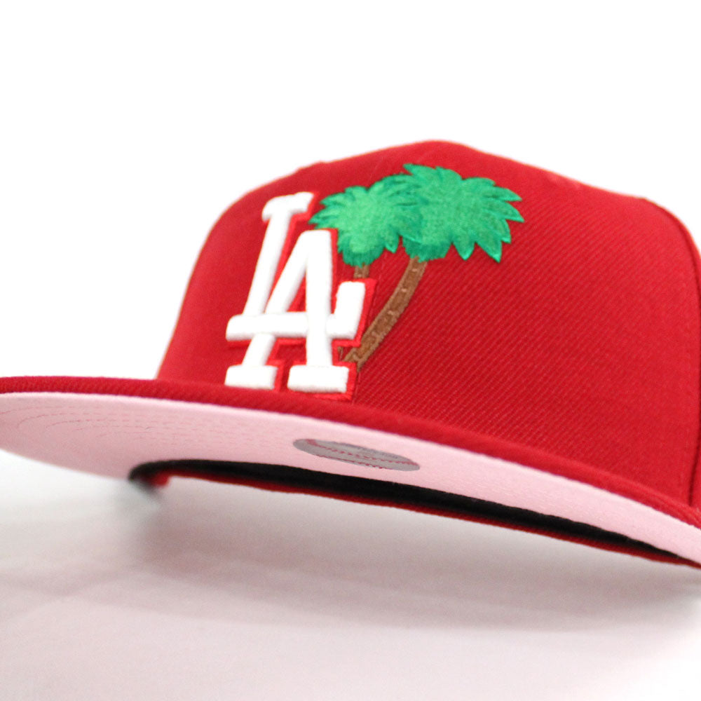 LOS ANGELES DODGERS 60TH SEASON RED PALM TREE ICY BLUE BRIM NEW