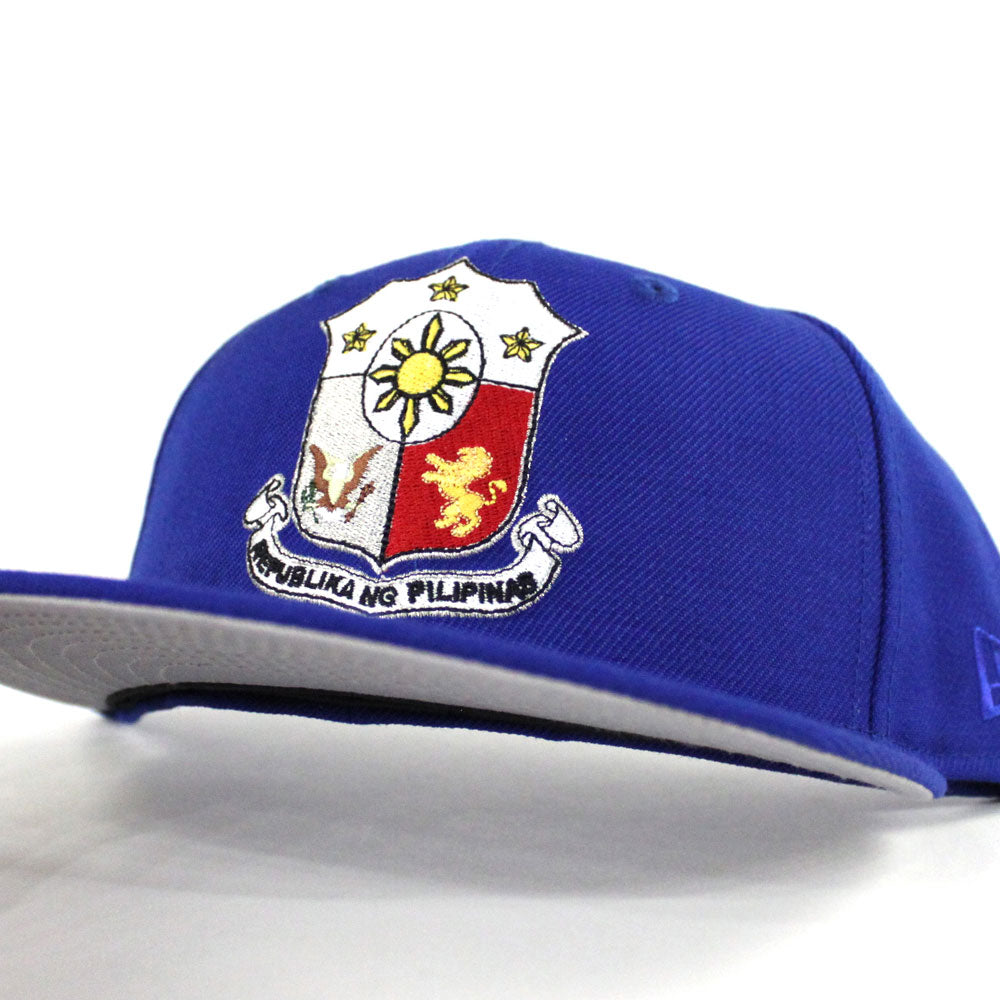 Philippine Crest New Era 59Fifty Fitted Hat (Blue Gray Under Brim) -  Filipino Fitteds - Philippines Sun Grey Bottom New Era Caps – ECAPCITY